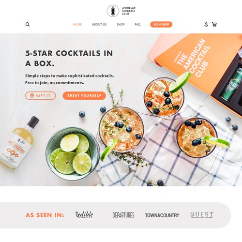 Modern, Dynamic Web Page Design for a Cocktail Subscription Box
