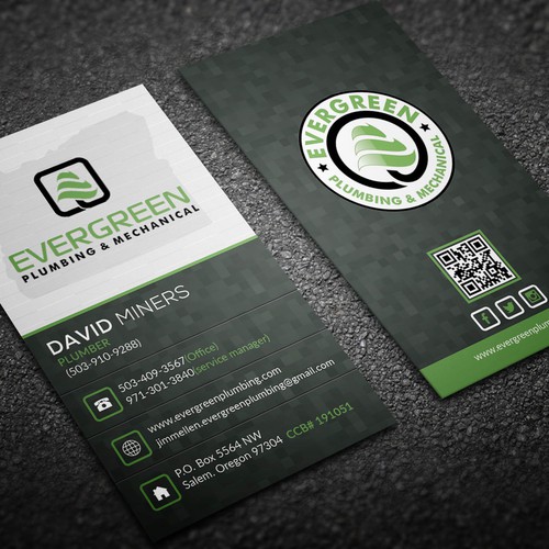 Business Card for Evergreen Plumbing & Mechanical