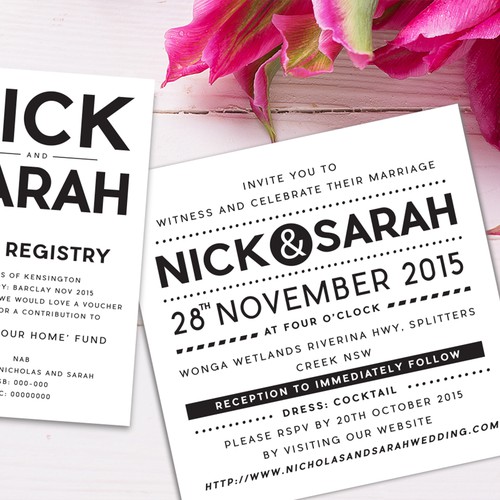 Nick and Sarah wedding Invitation design