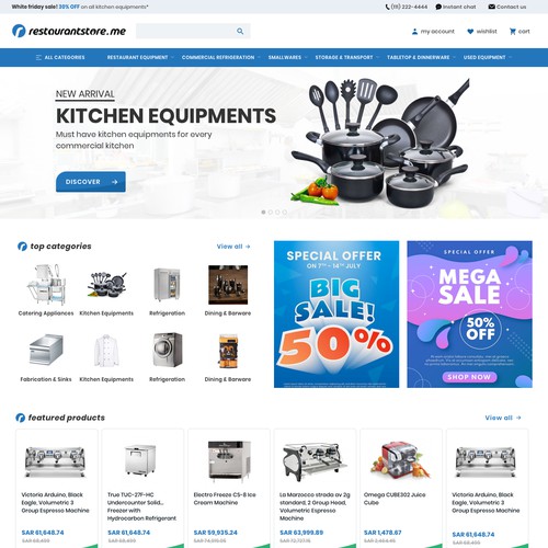 Ecommerce website for RestaurantStore