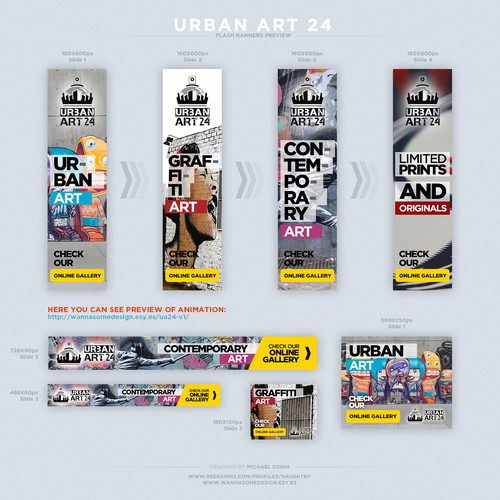 Set of FLASH banners for online shop "Urbat Art 24"