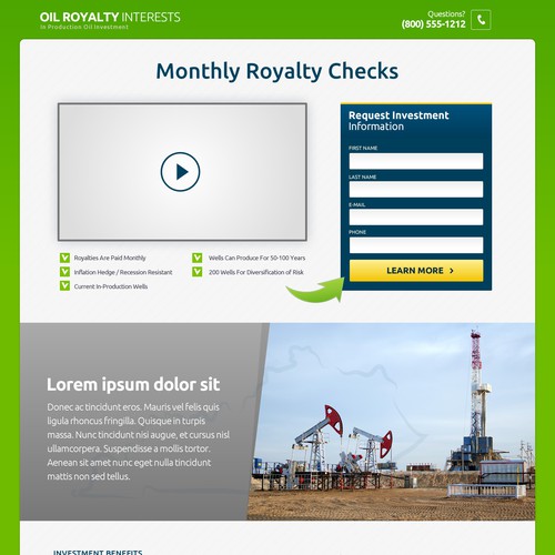 Oil Royalty Landing Page