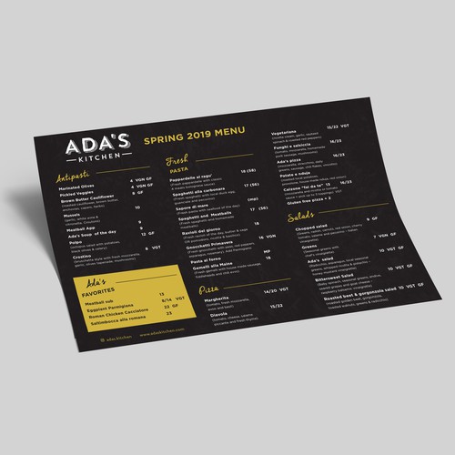 ADA's Kitchen Spring 2019 Menu