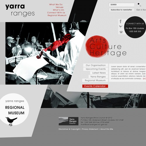 Create the next website design for Yarra Ranges Arts Culture Heritage