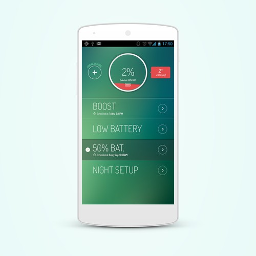 Create a beautiful design for an android battery saving app