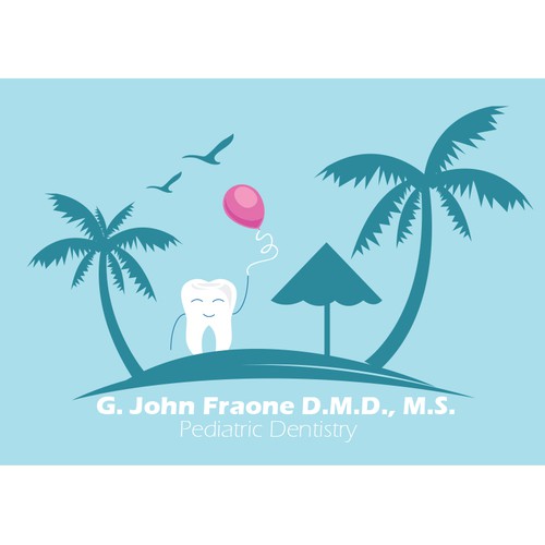 Create a kid friendy beach themed logo for a pediatric dentist.