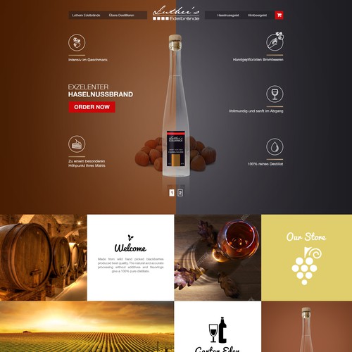 An elegant landing page for fine spirits