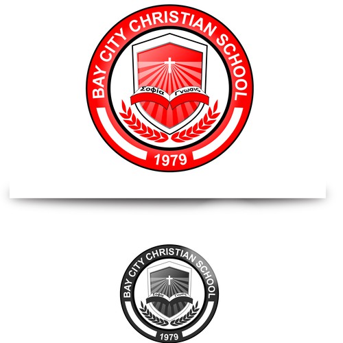 Create a modern school crest with traditional Christian & academic ideals