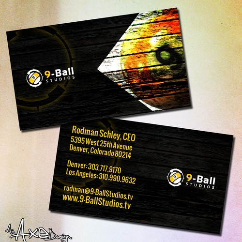 Design a new business card for 9-Ball Studios