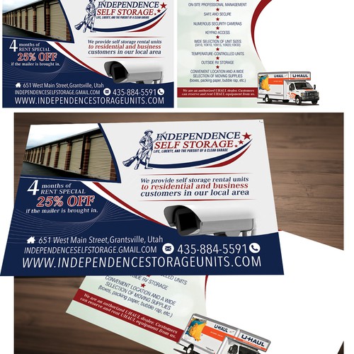 Create an eye-catching direct mailer for a brand new self-storage business.