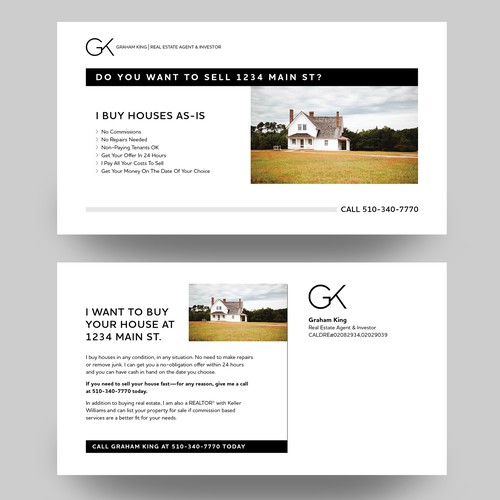 Minimalist jumbo postcard for real estate investor