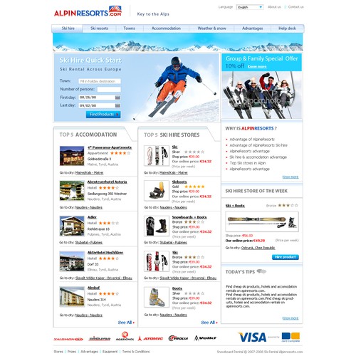 Emotional design for a Ski Rental Portal 