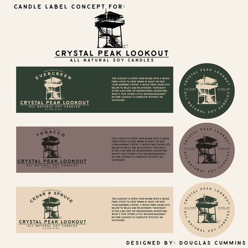 Crystal Peak Lookout Candle label concept