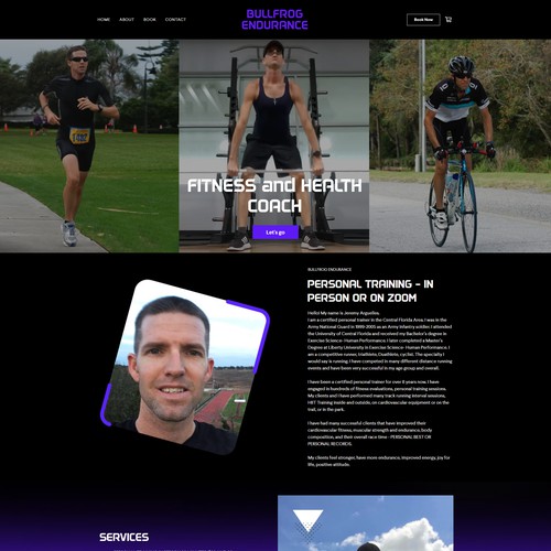 Website for personal coach Bullfrogendurance