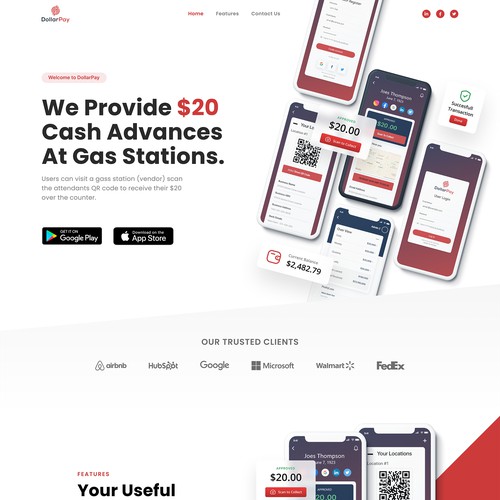 Landing page desig for Dollar Pay