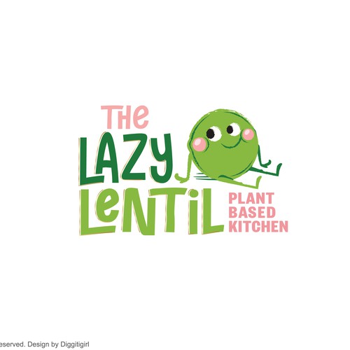 The Lazy Lentil - charming mascot Logo