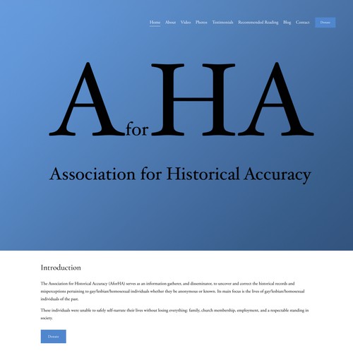 Association for Historical Accuracy Squarespace Website