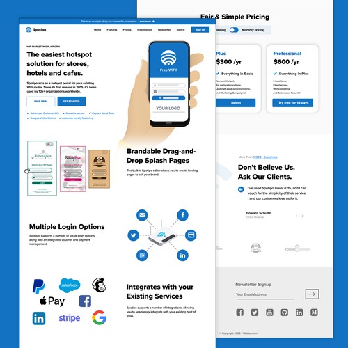 New Landing for Wifi Hotspot Company