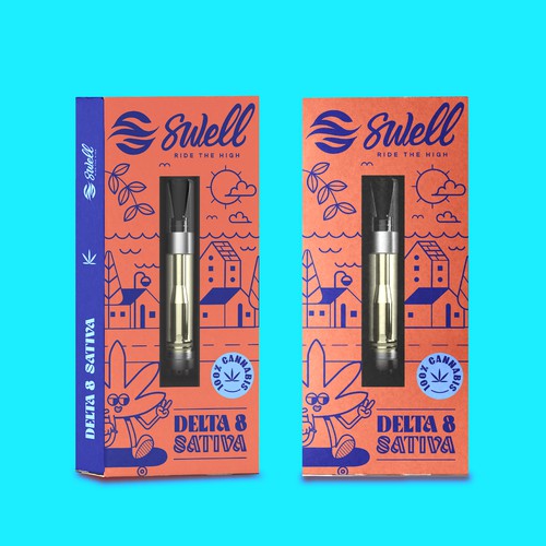 Vape Packaging Design and Custom Illustration for Cannabis Brand