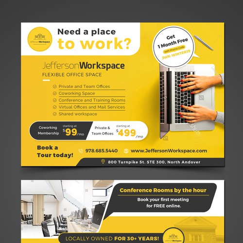 Postcard design for Jefferson Workspace