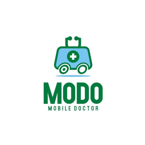Create a unique logo to illustrate a mobile Doctor making house calls