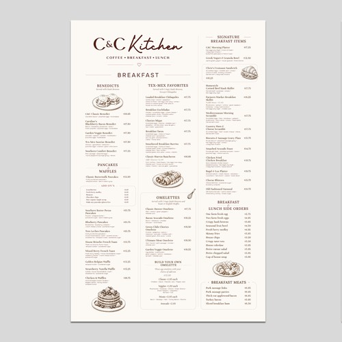 C&C Kitchen Menu Design