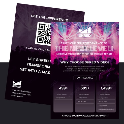 Sales flyer for EDM music artists and clubs