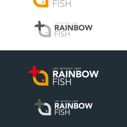 Create a company logo for RainbowFish Healthcare International