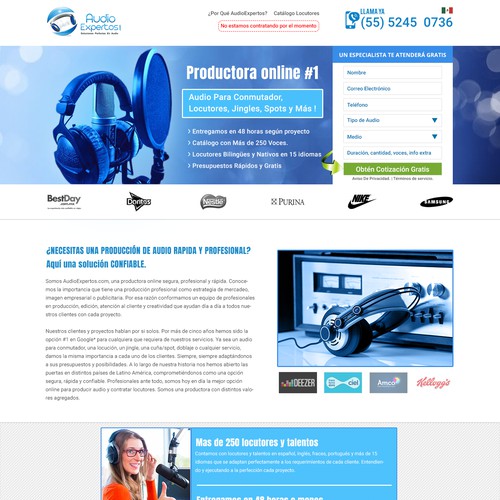 Landing Page for Audio Expertos