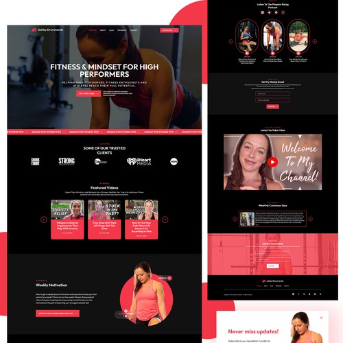 Fitness podcast landing page design