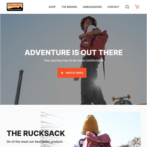 Landing Page for Backpack Brand