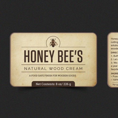 Label design for natural wood cream