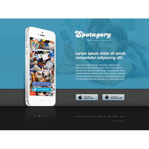 landing page for Spotagory