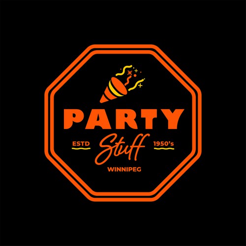 Badge logo for a party store