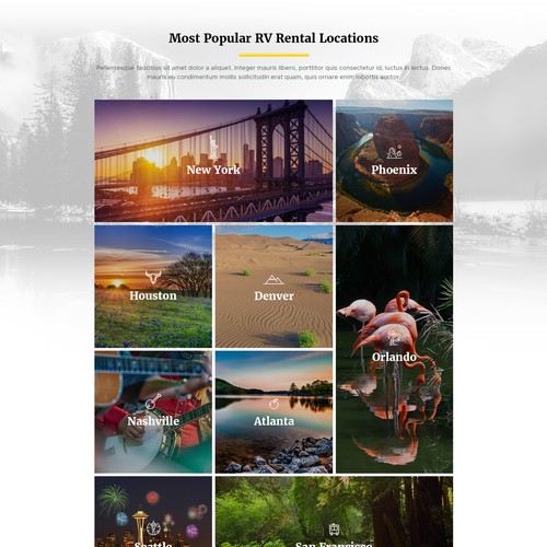 Homepage Design for RV Rentals Website