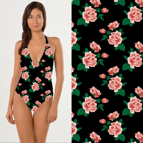 Pink Rose, Seamless Pattern