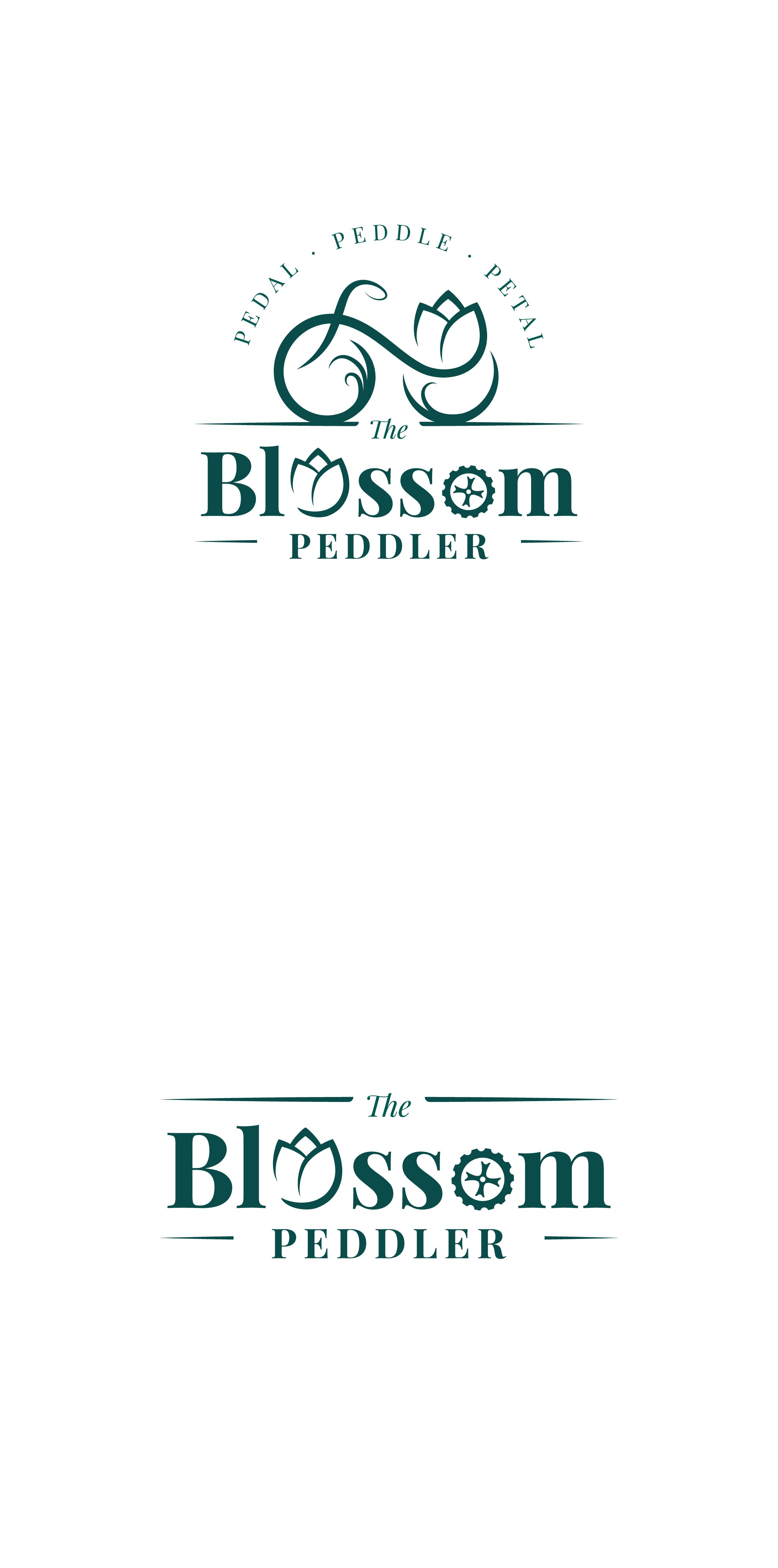 Design a charming sleek logo for a bicycle-powered flower shop