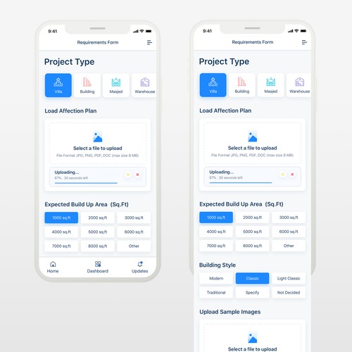 Clean and modern iOS app design for construction company