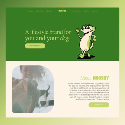 Website for Nooshy, dog lifestyle brand