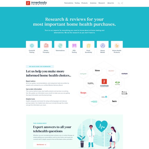 Web Design for Health reviews and research company