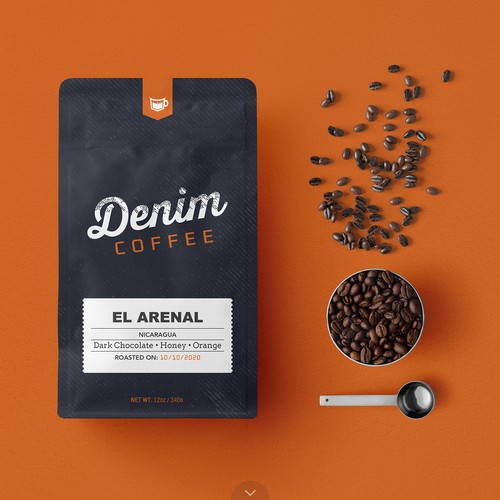Elegant Coffee Bag Design for Denim Coffee