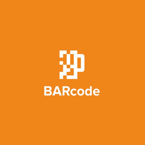 bar code unique logo design concept