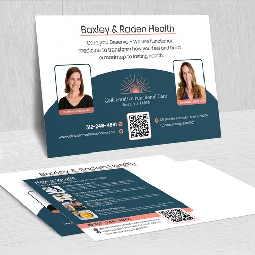 Postcard mailer introducing new functional medicine practice