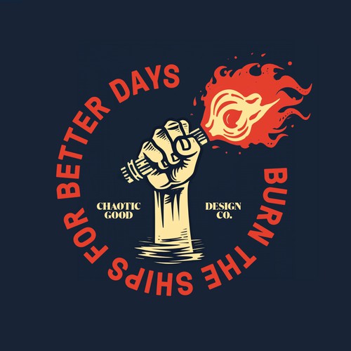 Sinking hand with torch