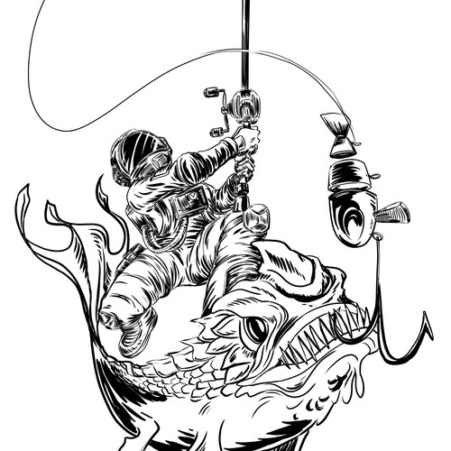 Fishing Astronaut Illustration
