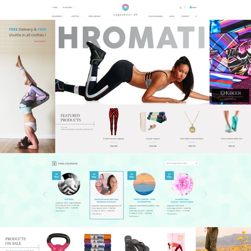Homepage concept for a Copenhagen based online yoga accessories store