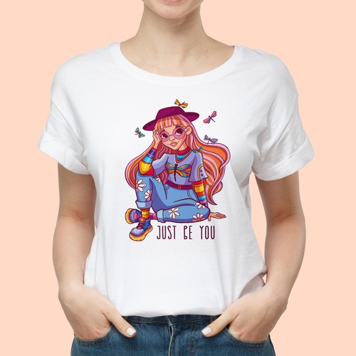 Just Be You - creative girl T-shirt design