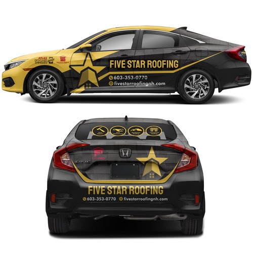 Five Star Roofing LLC 2018 Honda Civic Sedan wrap