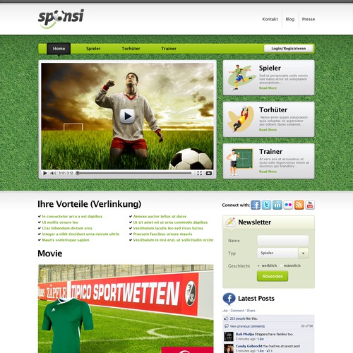 sponsi benötigt ein website design