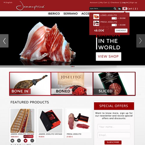New website design for jamonprive: Structure already set in the specs.